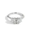 Three Stone Asscher Lab Grown Diamond Engagement Ring
