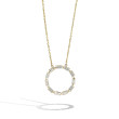 Baguette Diamond Open Circle Necklace in Yellow Gold