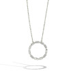 Baguette Diamond Open Circle Necklace in White Gold