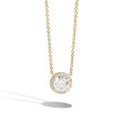 1 Carat Round Diamond Halo Necklace in 14K Yellow Gold