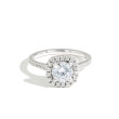 Cushion Halo Pavé Diamond Engagement Ring Front View