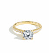 The Round Solitaire Pave Engagement Ring Setting in Yellow Gold front view