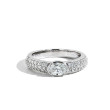 0.52ct Oval Diamond Pave Wedding Band in 14K White Gold