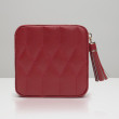 Wolf Red Leather Quilted Caroline Jewelry Travel Case
