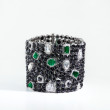 Private Label Wide Emerald Bracelet in 18K White Gold