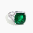 Private Label Large Emerald Ring with Diamonds in 18K White Gold 