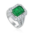 White Gold Colombian Emerald & Diamond Ring