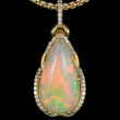 Robert Pelliccia Yellow Gold Tear Drop Opal Diamond Pendant (Chain Sold Separately)