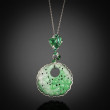 Robert Pelliccia White Gold Jade, Emerald and Tsavorite Carved Flower Pendant