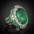Robert Pelliccia 18kw Brazilian Oval Emerald & Diamond Ring Main View