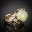 Robert Pelliccia Yellow Gold Opal, Emerald & Diamond Cocktail Ring Side 1 View