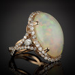 Robert Pelliccia Rose Gold Oval Opal & Diamond Ring Side View
