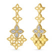 Roberto Coin Yellow Gold Diamond Princess Flower Chandelier Earrings