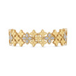 Roberto Coin Yellow Gold Wide Diamond Princess Flower Link Bracelet Front View 