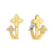 Roberto Coin Yellow Gold Diamond Accent Princess Flower Huggie Earrings