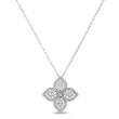 Roberto Coin Princess Flower Long Diamond White Gold Station Necklace