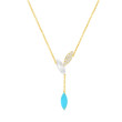 Roberto Coin Petals Yellow Gold Turquoise & Diamond Drop Necklace