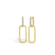 Gold Paperclip and Diamond Link Dangle Earrings