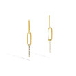 Gold and Diamond Paperclip Dangle Earrings