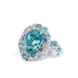 Robert Pelliccia Aquamarine Ring With Paraiba and Diamonds