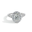 Henri Daussi Oval Diamond Halo Pave Engagement Ring