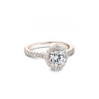 Noam Carver Round Pave Diamond Oval Halo Engagement Ring Setting in Rose Gold