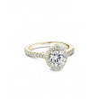 Noam Carver Round Pave Diamond Oval Halo Engagement Ring Setting in Yellow Gold