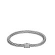 John Hardy Classic Chain 5mm Silver Bracelet with Pave Diamond Clasp .19ctw 