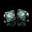 William Henry Ripple Embrace Silver Turquoise Skeletal Cage Cufflinks