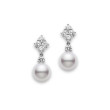 Mikimoto White Gold Pearl and Diamond Cluster Earrings 7.5mm