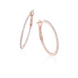 1.25" Diamond Skinny Hoop Rose Gold Earrings 