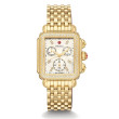Deco Yellow Gold White Mother of Pearl & Diamond Michele Dial Watch