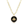14k Gold Black Agate Dragon Fly Necklace