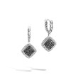 John Hardy Classic Chain Silver Drop Earrings with Black Sapphires