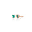 EF Collection Emerald Heart Stud Earrings in Rose Gold