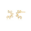 EF Collection Multi White Quartz Pear Stud Earring in Yellow Gold