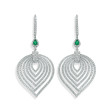 Diamond Teardrop Earrings with Emerald Accents