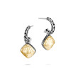 John Hardy Classic Chain Silver and Gold Drop Earrings front view