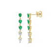 Emerald and Diamond Pear Shaped Drop Earrings