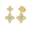 Roberto Coin Princess Flower Yellow Gold Diamond Double Drop Earrings 