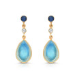 Tresor Blue Sapphire Rainbow Moonstone and Diamond Drop Earrings