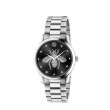 Gucci 38mm G-Timeless Iconic Black and Steel Bee Watch main view