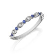 Henri Daussi White Gold Diamond & Blue Sapphire Band R26-6 Ring Angle View