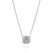 18kt White Gold Baguette Diamond Cluster Pendant Necklace