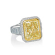 Platinum Square Radiant Yellow Diamond Ring