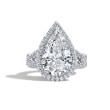 5 Carat Pear Shape Diamond Halo Platinum Engagement Ring