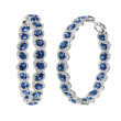 16ctw Blue Sapphire and Diamond Hoop Earrings