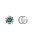 Gucci GG Marmont Silver Double G Topaz Flower Stud Earrings