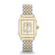 Michele Deco Madison Mid Diamond Dial Watch in Silver and Gold full view