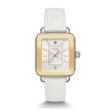 Michele Deco Sport Two Tone Dial White Watch with Yellow Gold front view